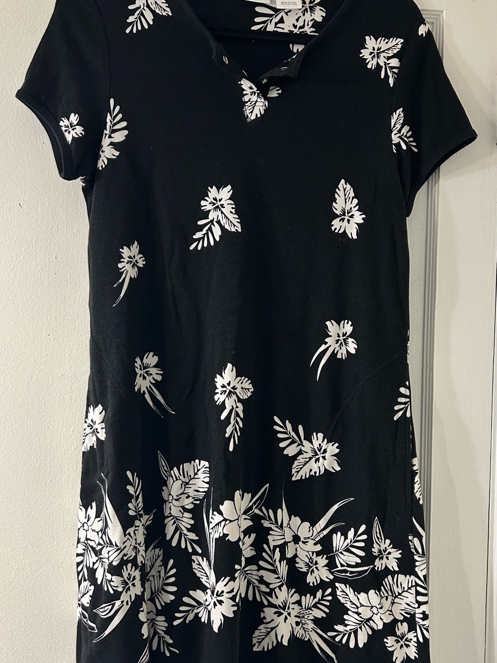 Calypso Black & White Floral Short Sleeve Dress